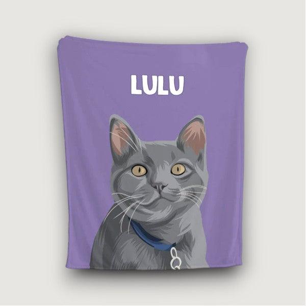 Personalized Cat Portrait Blanket