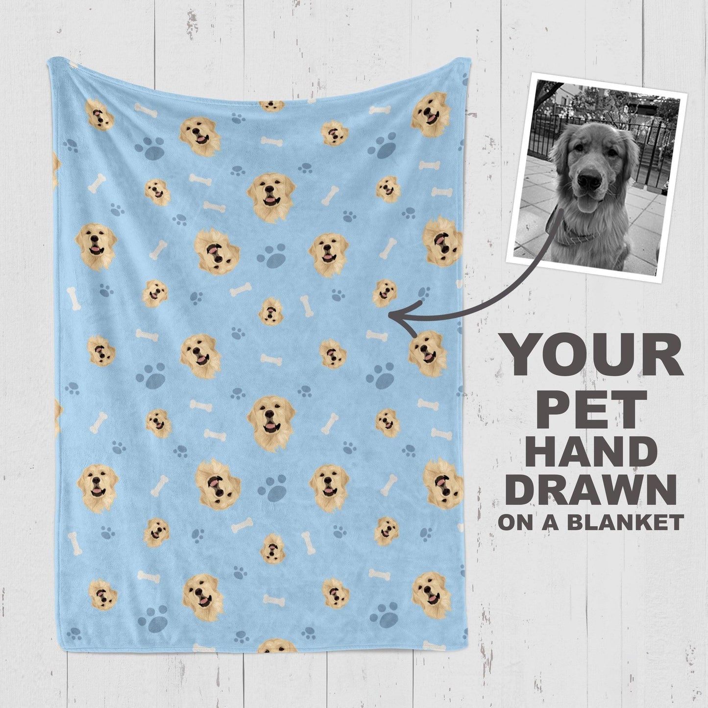 Personalized Dog Face Blanket