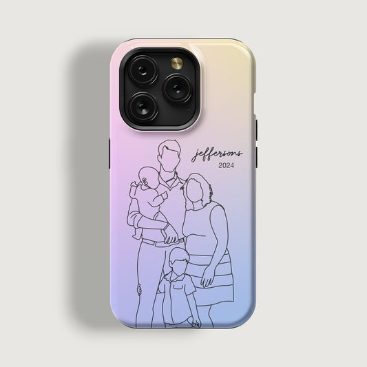 Custom Family Line Art Phone Case - Pastels