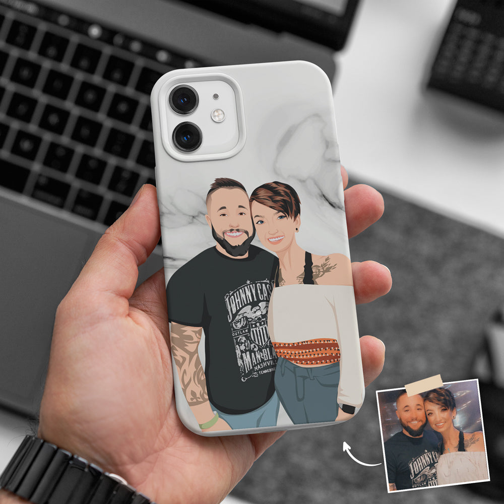 Custom Couple Phone Case - Marble Print