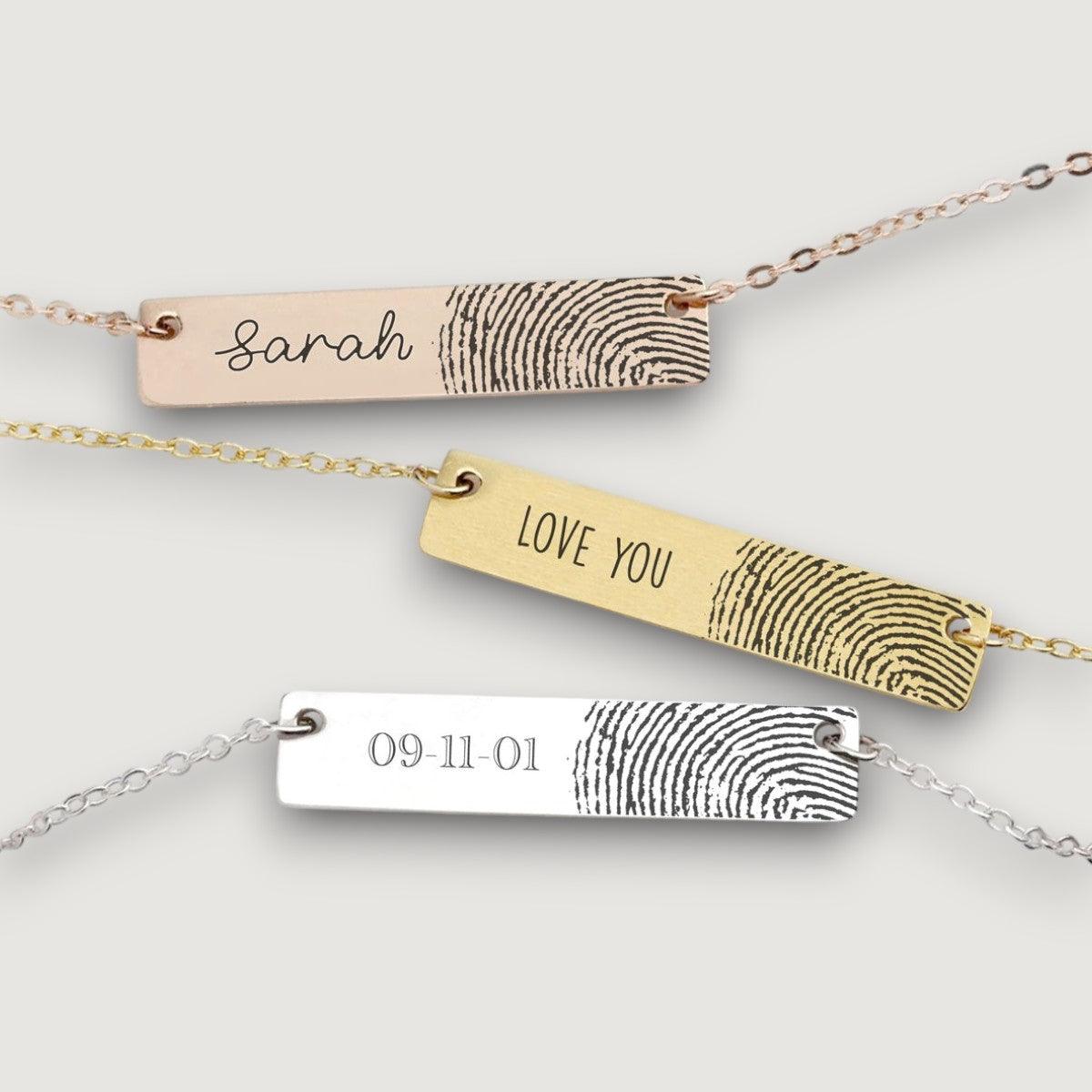 Personalized Fingerprint Bar Necklace