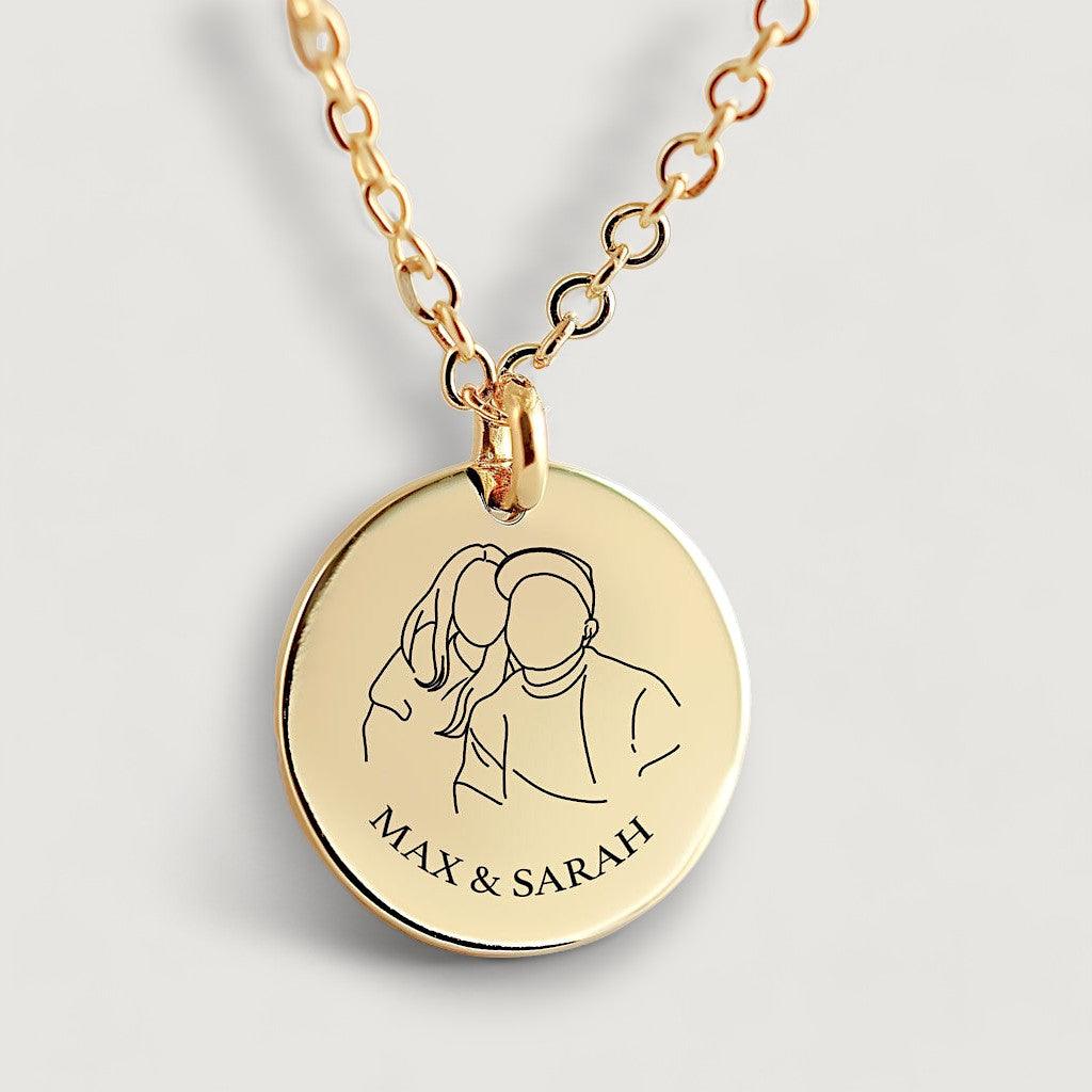 Personalized Couple Line Art Necklace