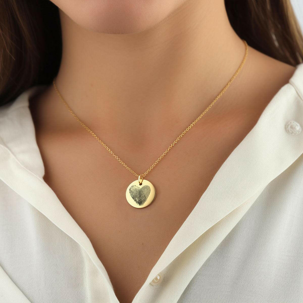 Personalized Double Fingerprint Heart Necklace