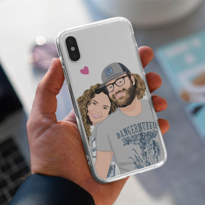 Couple Drawing Clear Case