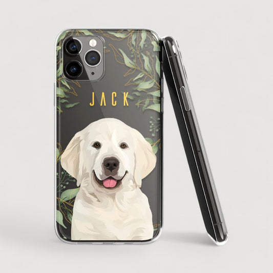 Custom Dog Clear Case - Leaves Pattern