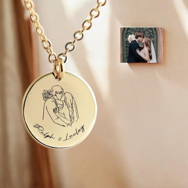 Personalized Couple Line Art Necklace