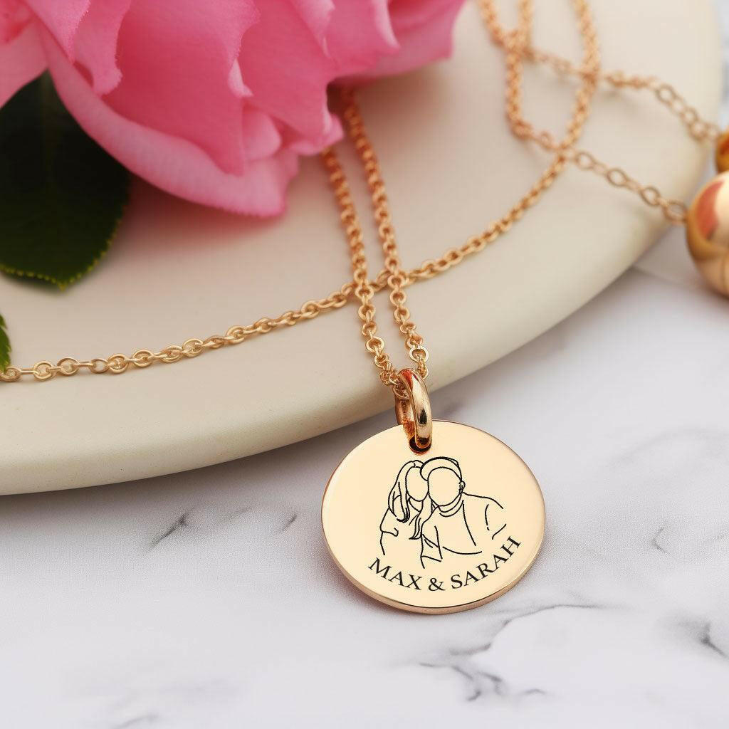 Personalized Couple Line Art Necklace