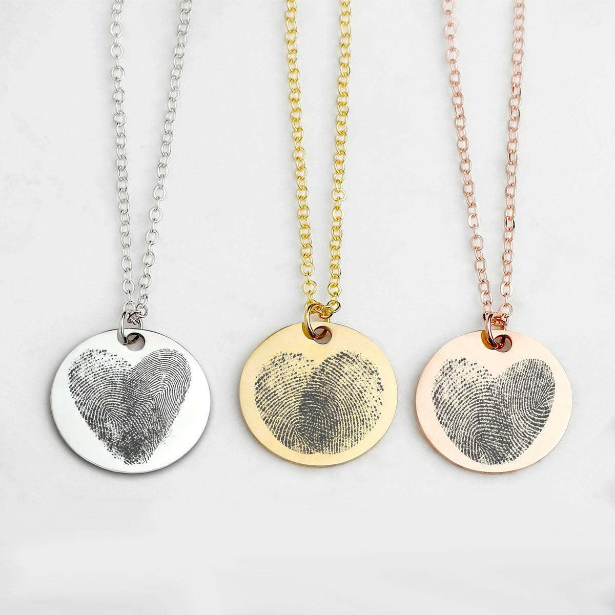Personalized Double Fingerprint Heart Necklace