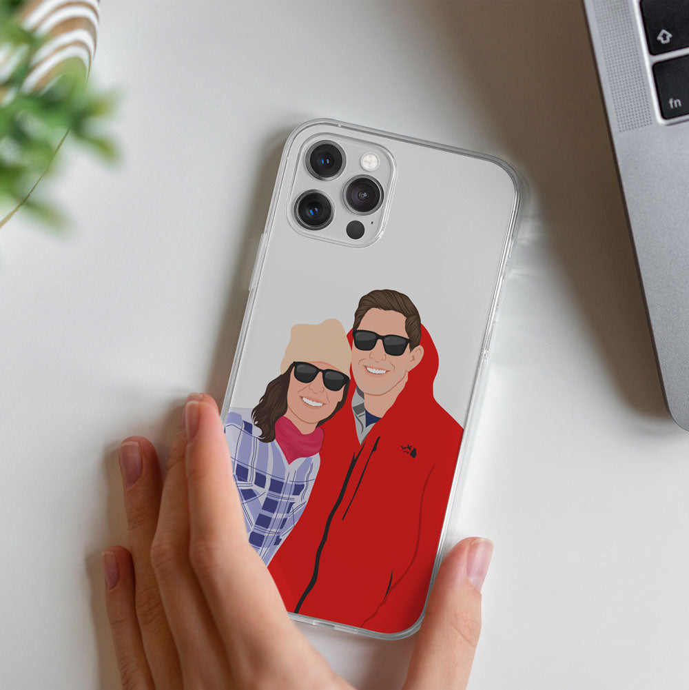 Couple Drawing Clear Case