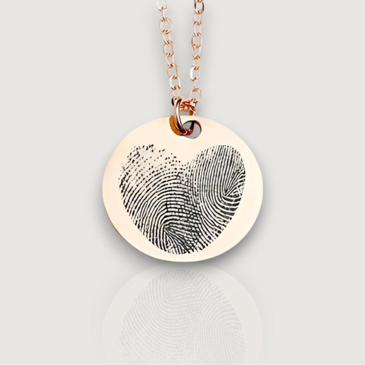 Personalized Double Fingerprint Heart Necklace