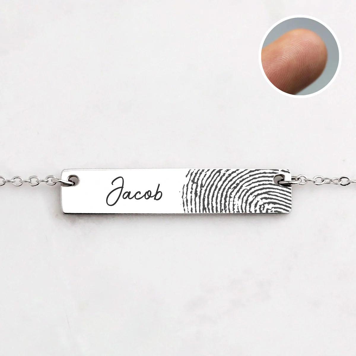 Personalized Fingerprint Bar Necklace