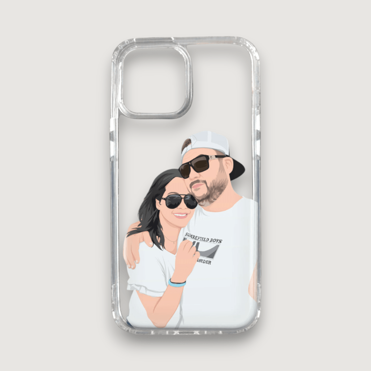 Personalized Couple Drawing Clear Case
